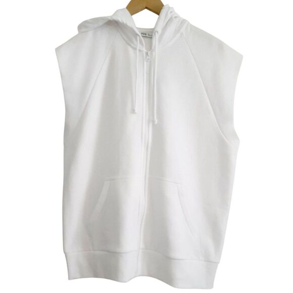 DSG Womens Loose Fit Fleece Hooded Full Zip  Pockets Pure White Vest NWT - Picture 1 of 16